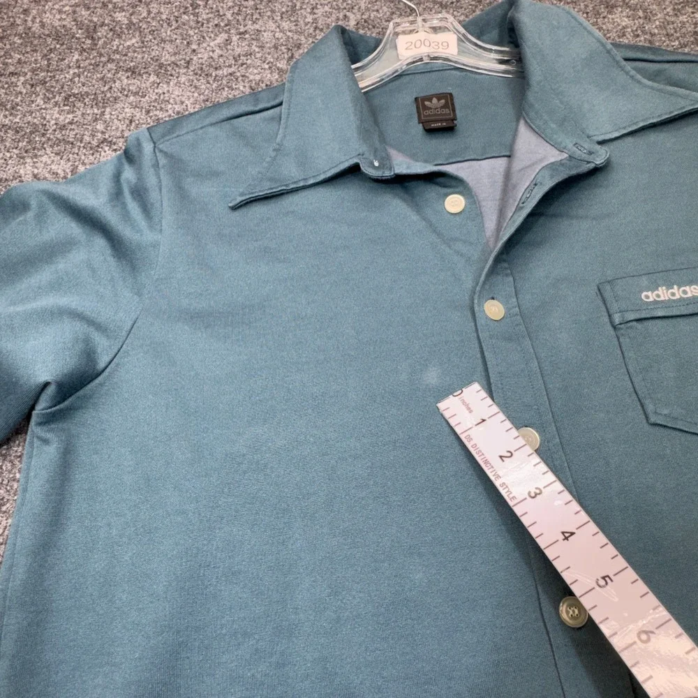 Vintage Adidas Originals Shirt Mens XL Blue Trefoil Overshirt Shacket Disco Y2K